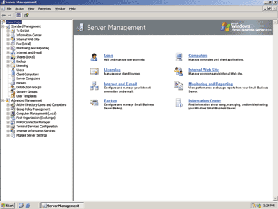 Windows Small Business Server 2003 - Server Management Console