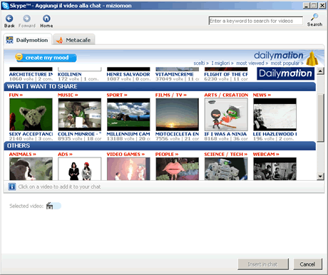 Skype - aggiungi video alla chat