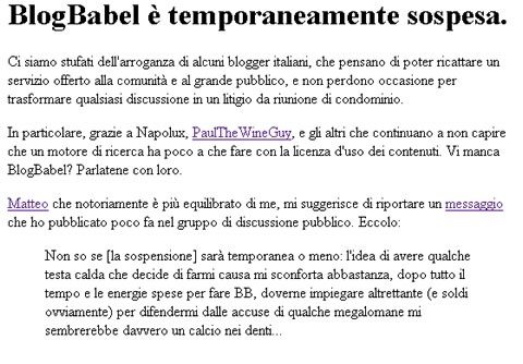 Blogbable temporaneamente sospesa