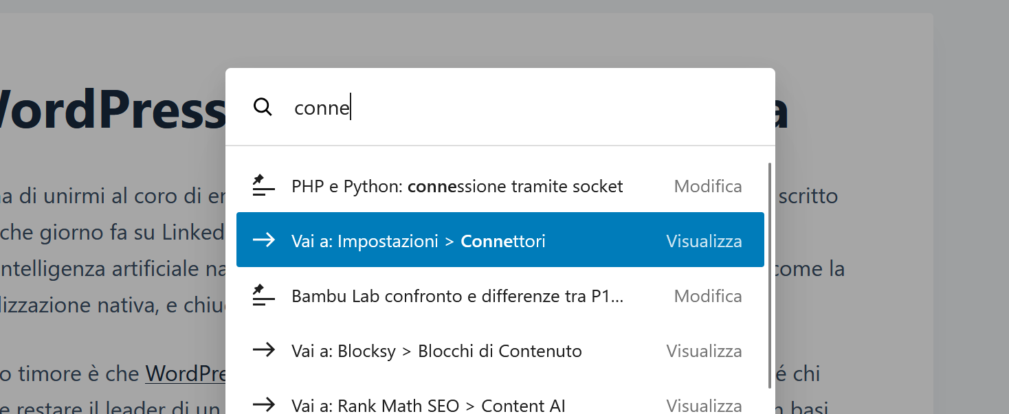 command palette wordpress