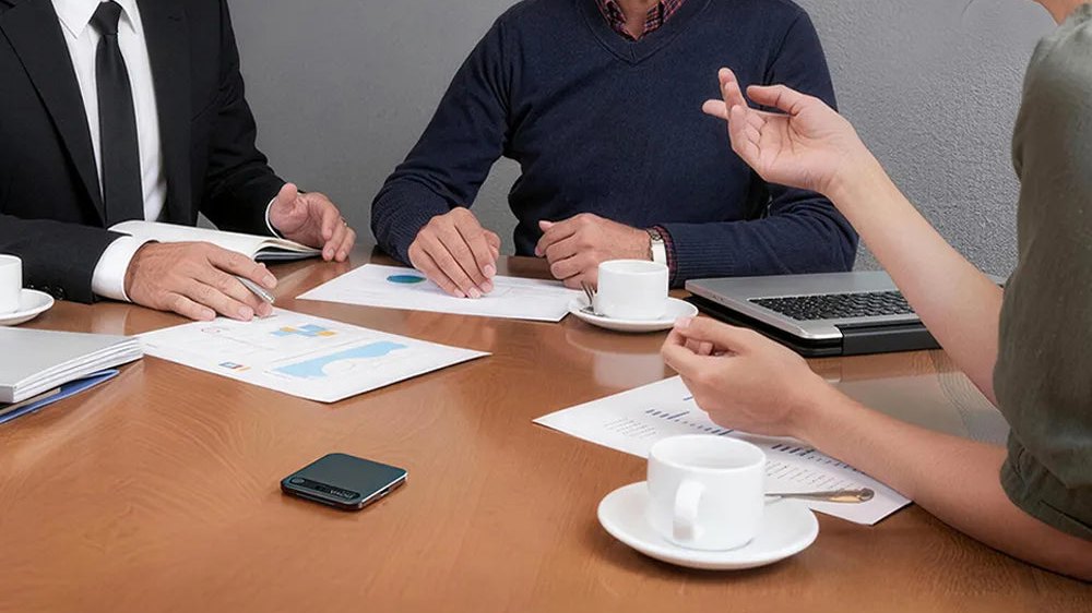 Il Notra appoggiato sul tavolo durante una riunione di lavoro, immagine ufficiale BOYA