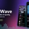 LastWave, un'alternativa a Spotify: copertina con l'app su due telefoni e un equalizzatore colorato