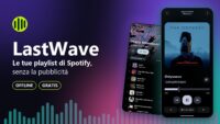LastWave, un'alternativa a Spotify: copertina con l'app su due telefoni e un equalizzatore colorato