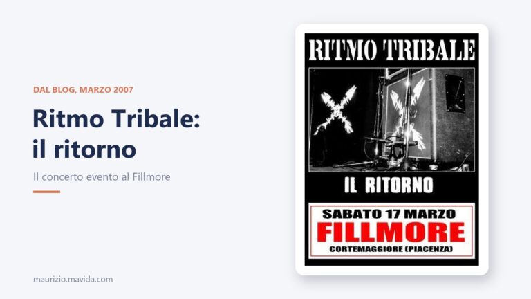 Ritmo Tribale: il ritorno al Fillmore 14 Ritmo Tribale, il ritorno: la locandina del concerto al Fillmore di Cortemaggiore accanto al titolo dell'articolo