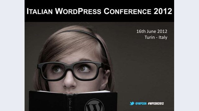 Prima slide del talk «Security and Performance» di Maurizio Pelizzone, Italian WordPress Conference 2012 (Torino, 2012)