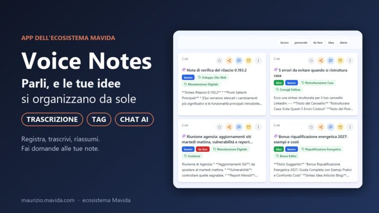 Voice Notes, l'app per note vocali con trascrizione, riassunto e chat: copertina con l'elenco delle note