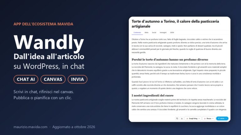 Wandly, l'app per scrivere articoli WordPress con l'AI: copertina con il canvas di un articolo di esempio